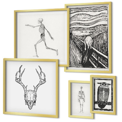 Ensemble de 5 tableaux L'art surréaliste la nature l'homme