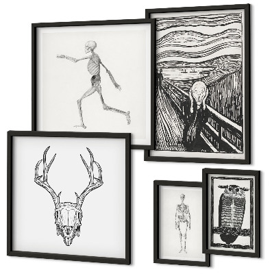 Ensemble de 5 tableaux L'art surréaliste la nature l'homme
