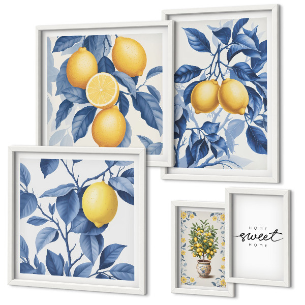 Ensemble de 5 tableaux Accents rustiques citronnés