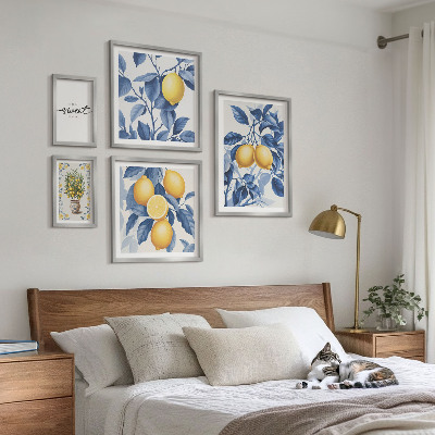 Ensemble de 5 tableaux Accents rustiques citronnés