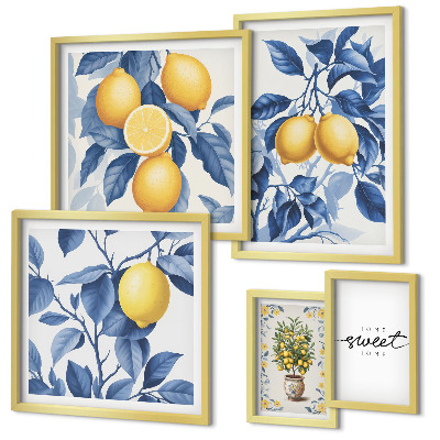 Ensemble de 5 tableaux Accents rustiques citronnés