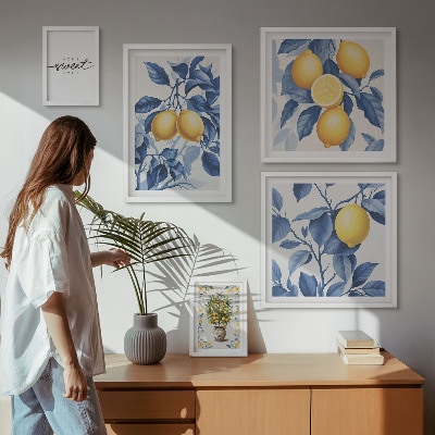 Ensemble de 5 tableaux Accents rustiques citronnés
