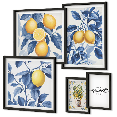 Ensemble de 5 tableaux Accents rustiques citronnés