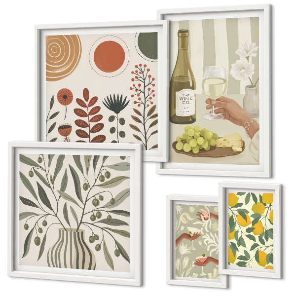 Lot de tableaux encadrés Décorations élégantes pour le vin