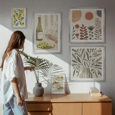 Lot de tableaux encadrés décorations élégantes sur le thème du vin