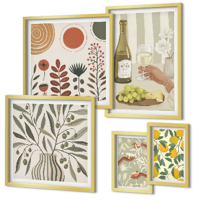 Lot de tableaux encadrés Décorations élégantes pour le vin