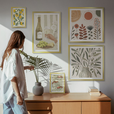 Lot de tableaux encadrés Décorations élégantes pour le vin
