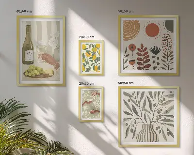 Lot de tableaux encadrés décorations élégantes sur le thème du vin