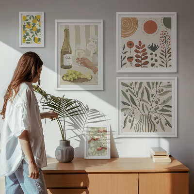Lot de tableaux encadrés Décorations élégantes pour le vin