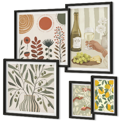Lot de tableaux encadrés Décorations élégantes pour le vin