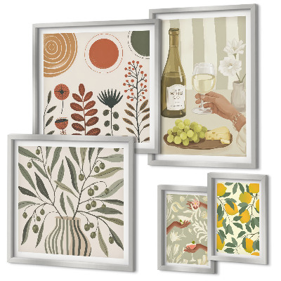 Lot de tableaux encadrés Décorations élégantes pour le vin