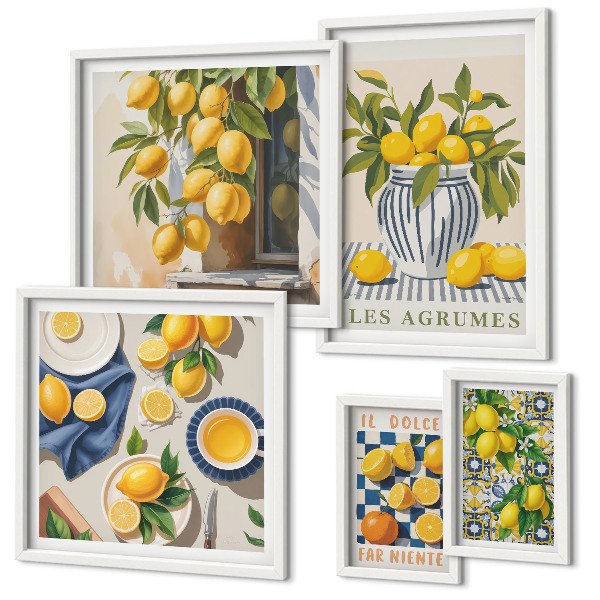Ensemble de 5 tableaux Décorations d'agrumes provençales