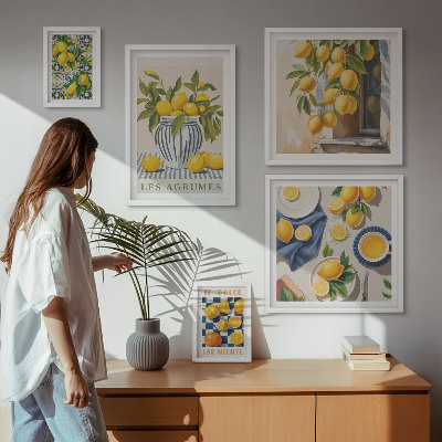 Ensemble de 5 tableaux Décorations d'agrumes provençales