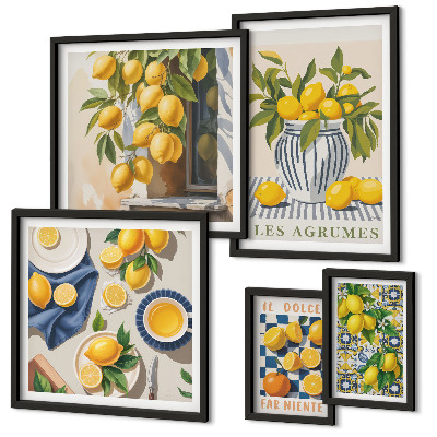 Ensemble de 5 tableaux Décorations d'agrumes provençales