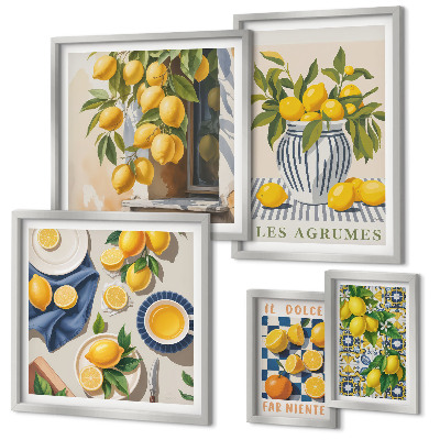 Ensemble de 5 tableaux Décorations d'agrumes provençales