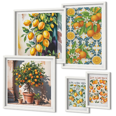 Tableau de décoration murale Agrumes fleurs vintage