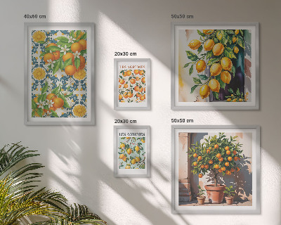 Tableau de décoration murale Agrumes fleurs vintage
