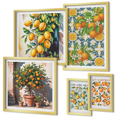 Tableau de décoration murale Agrumes fleurs vintage