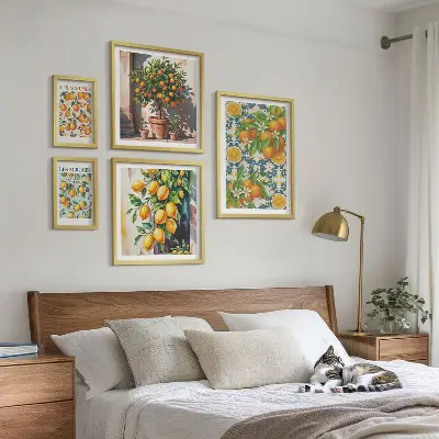 Tableau de décoration murale motifs vintage d'agrumes et de fleurs