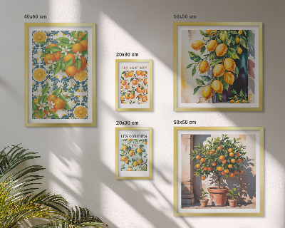 Tableau de décoration murale Agrumes fleurs vintage