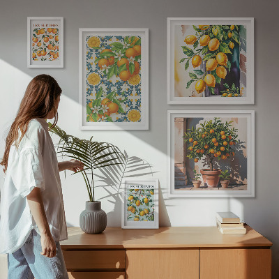 Tableau de décoration murale Agrumes fleurs vintage