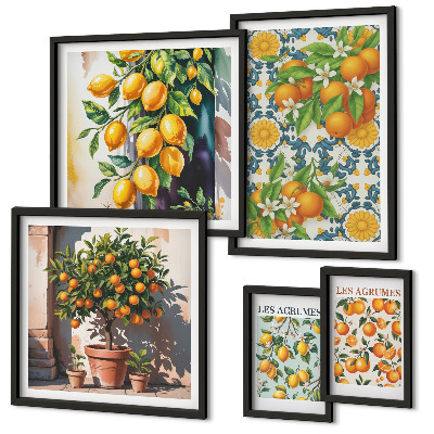 Tableau de décoration murale Agrumes fleurs vintage