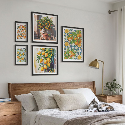 Tableau de décoration murale Agrumes fleurs vintage