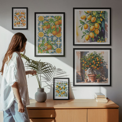 Tableau de décoration murale Agrumes fleurs vintage