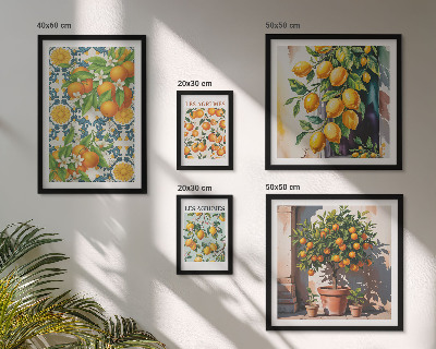 Tableau de décoration murale Agrumes fleurs vintage