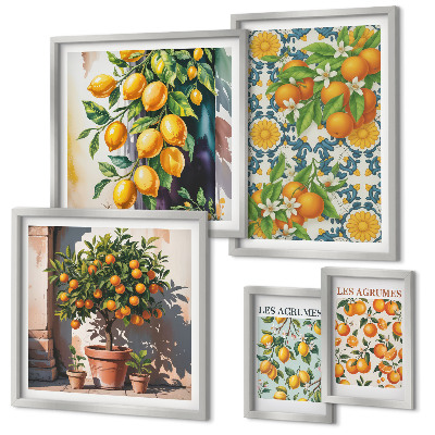 Tableau de décoration murale Agrumes fleurs vintage