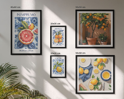 Ensemble de 5 tableaux Décorations vintage aux agrumes