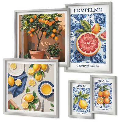 Ensemble de 5 tableaux Décorations vintage aux agrumes