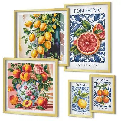 Tableau de décoration murale motifs d'agrumes au style vintage ensoleillé