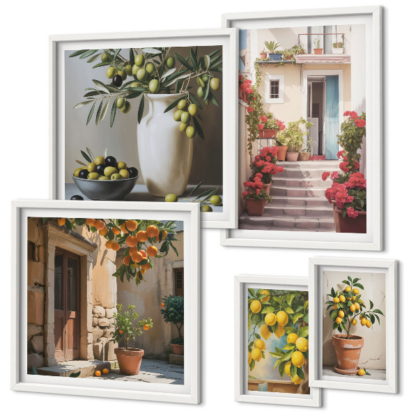 Lot de tableaux encadrés Rues citronnées à l'atmosphère particulière