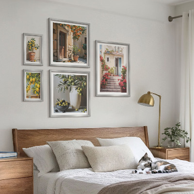 Lot de tableaux encadrés Rues citronnées à l'atmosphère particulière