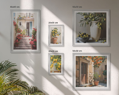 Lot de tableaux encadrés Rues citronnées à l'atmosphère particulière