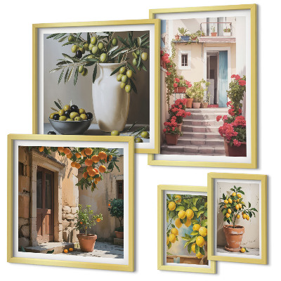 Lot de tableaux encadrés Rues citronnées à l'atmosphère particulière