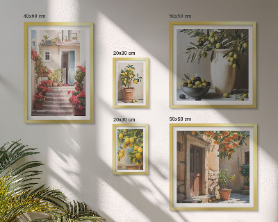 Lot de tableaux encadrés Rues citronnées à l'atmosphère particulière