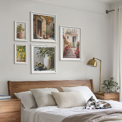 Lot de tableaux encadrés Rues citronnées à l'atmosphère particulière