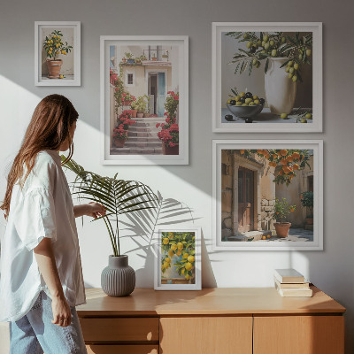 Lot de tableaux encadrés Rues citronnées à l'atmosphère particulière