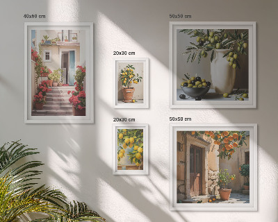 Lot de tableaux encadrés Rues citronnées à l'atmosphère particulière