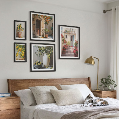 Lot de tableaux encadrés Rues citronnées à l'atmosphère particulière