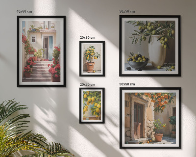Lot de tableaux encadrés Rues citronnées à l'atmosphère particulière