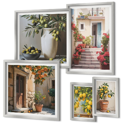 Lot de tableaux encadrés Rues citronnées à l'atmosphère particulière