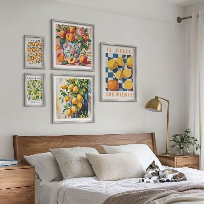 Ensemble de 5 tableaux Agrumes rétro dans la cuisine
