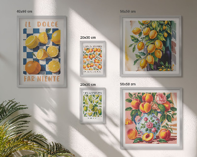 Ensemble de 5 tableaux Agrumes rétro dans la cuisine