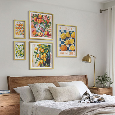 Ensemble de 5 tableaux Agrumes rétro dans la cuisine