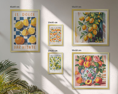 Ensemble de 5 tableaux Agrumes rétro dans la cuisine