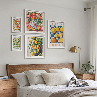 Ensemble de 5 tableaux Agrumes rétro dans la cuisine