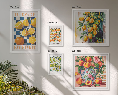Ensemble de 5 tableaux Agrumes rétro dans la cuisine